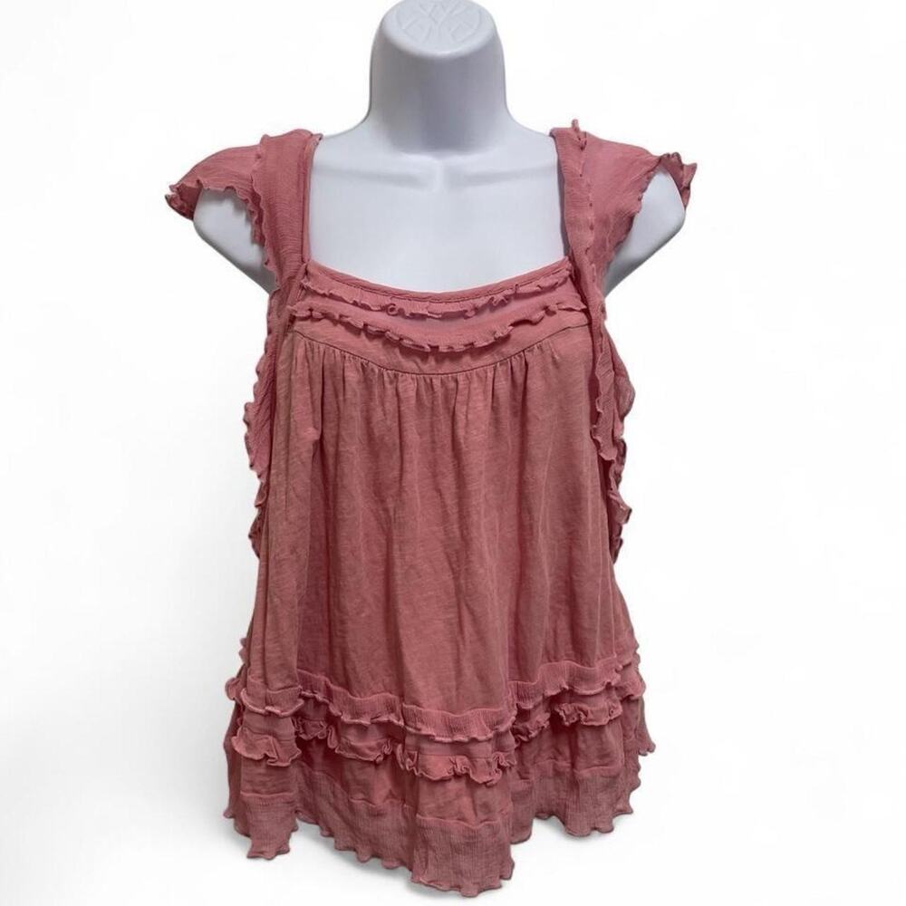 Anthropologie Blouse Womens Small Pink Ruffles Dainty Top